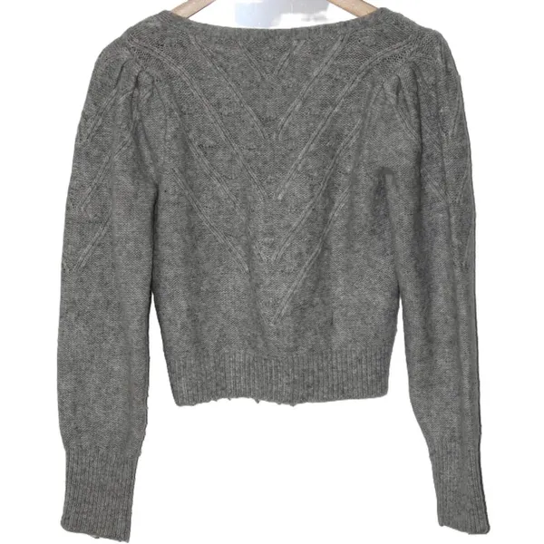 Womens Abercrombie & Fitch Gray Grey Long Sleeve Cardigan V-Neck Sweater Size S - Image 2