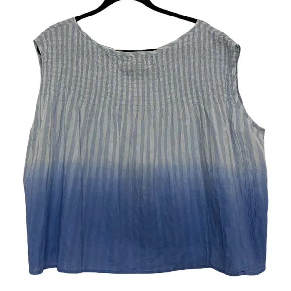 We The Free Free People Blue Ombré Chambray Combo Sleevless Top Size Medium - Image 4