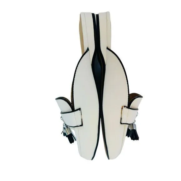 Adrienne Vittadini‎ Saige Tassel Loafer Mule In Smooth White Size 8.5M NWB - Image 6