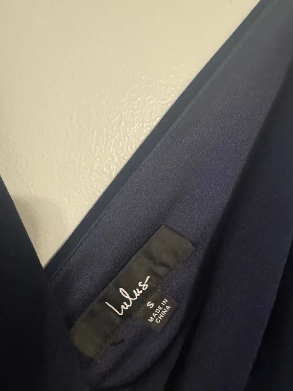 Lulu's Navy Blue V-Neck Maxi Gown - Image 3