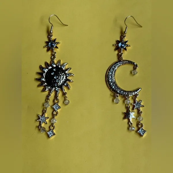 Gold and Silver Celestial Earrings - Image 3