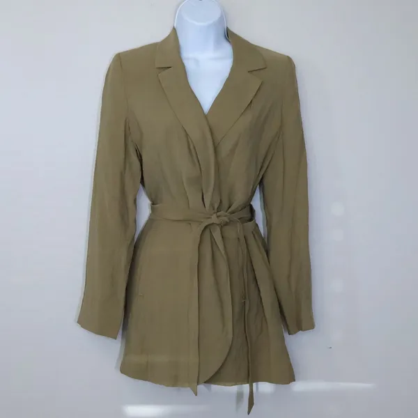 Madewell The Drapey Tie-Waist Blazer Tawny Olive Women XS‎ NWT Quiet Luxury - Image 4