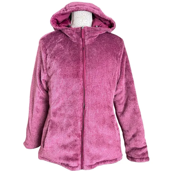 NWOT Free Country Women L Reversible Quilted Jacket Purple Minky Fleece Full Zip - Image 6