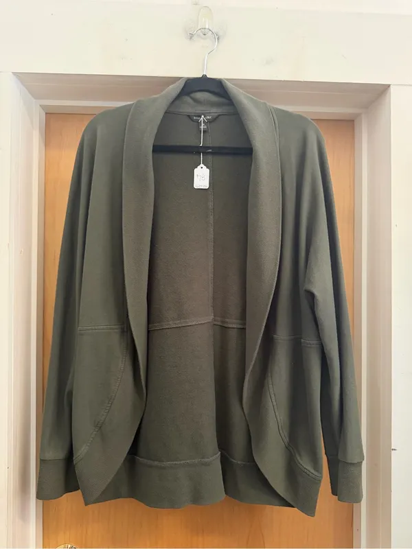 Banana Republic Women’s Olive Green Cotton Blend Open Front Cardigan Size Medium - Image 2