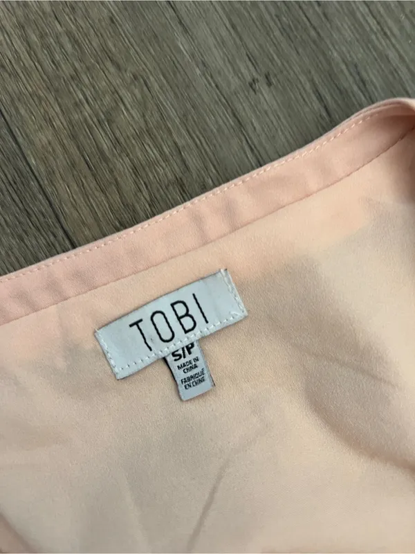 Tobi Shift in Time Sequin Dress Shirt Blush Rose Small Mini Short Sleeves - Image 9