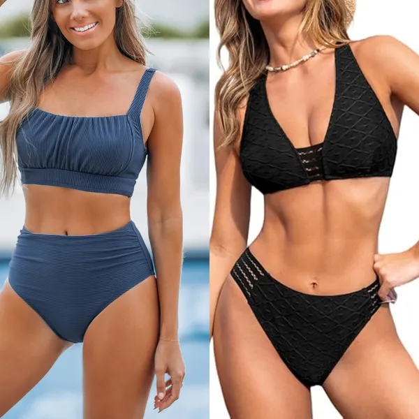 NWT Cupshe Lot of 2 Two Piece Swimsuits Bikinis Swim 2-PC Paddle Bundle Size L - Image 2