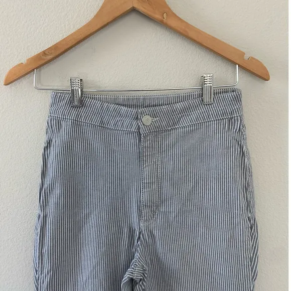 FREE PEOPLE Blue‎ White Striped Skinny Slim Leg Pants - Image 2