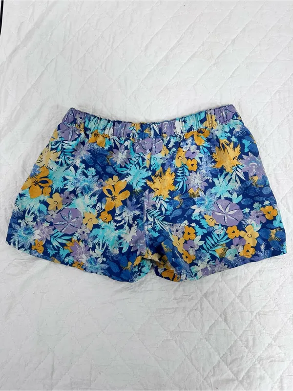 Patagonia Floral Athletic Shorts in Blue with Yellow & Purple Accents - Image 4