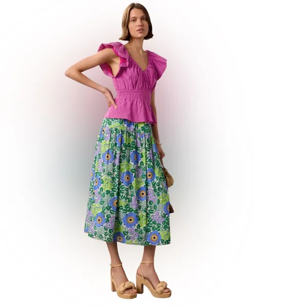 Marie Oliver- Lydia Pink Ruffled Top Size Small - Image 2