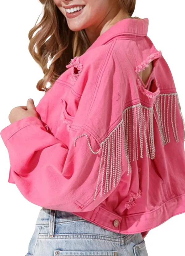 Pink Denim Jacket Size M - Image 2