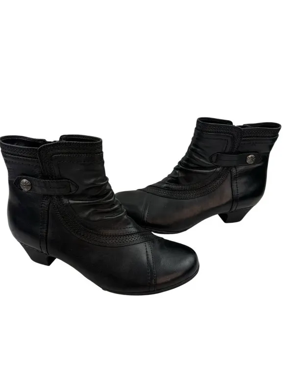 *Rockport by Cobb Hill Abbott Panel Ankle Boots Size 7.5 Black Leather Comfort - Image 2