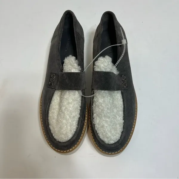 Vince Shearling Zola Suede Slip On Platform Loafer 6.5 - Image 4