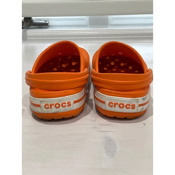 Crocs Classic Clog Bright Orange White Stripe Size 6 M‎ 8 W - Image 3