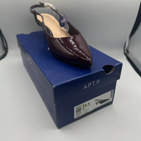 Apt 9 Keerah Wine Size 8.5 M Shoes Patent Leather Strappy Pointed Toe 2.5" Heel - Image 2