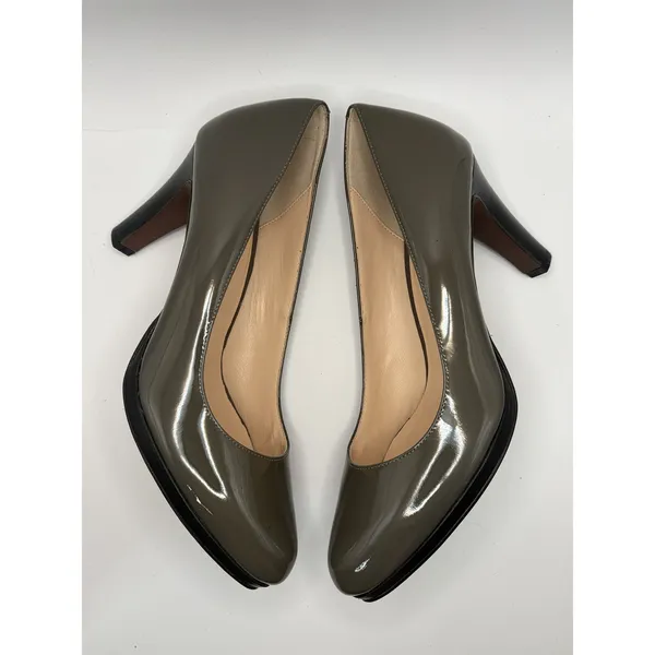 Cole Haan Nike Air Patent Leather Pumps Olive Green Taupe Heels D39704 Size 8B - Image 2