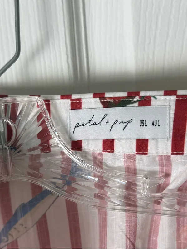 Petal & Pup Peachy Mini Dress in Red Picnic Stripe L - Image 7