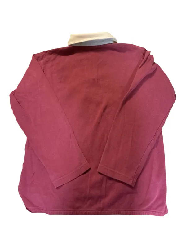 Vintage 90s Colorblock Rugby Polo Shirt - Maroon / Grey / Cream (Medium) - Image 2