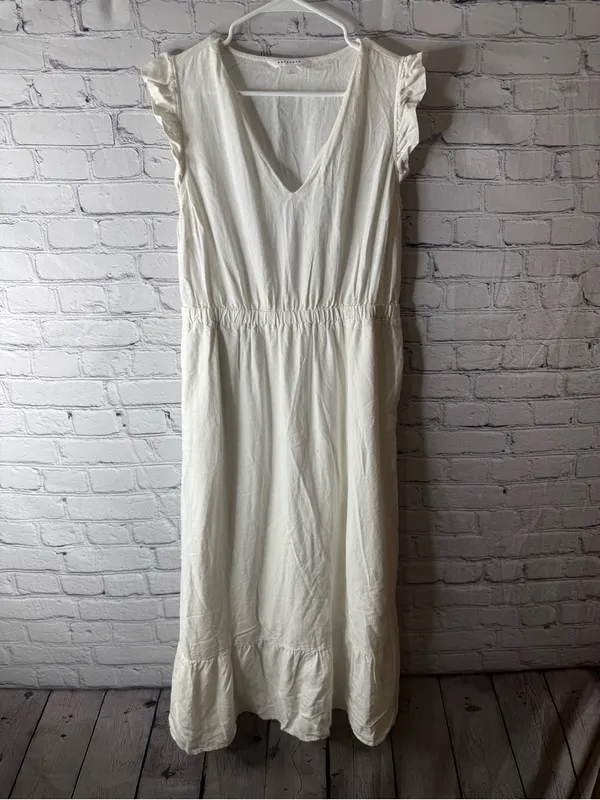 Pop sugar linen blend ruffle sleeve maxi dress size large - Image 2