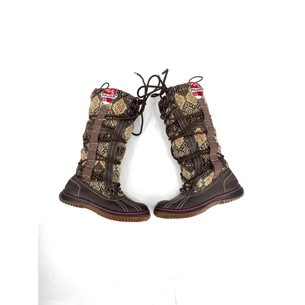 Pajar Winter Boots Women 7.5 Brown Fair Isle Apres Ski Duck Boots - Image 9