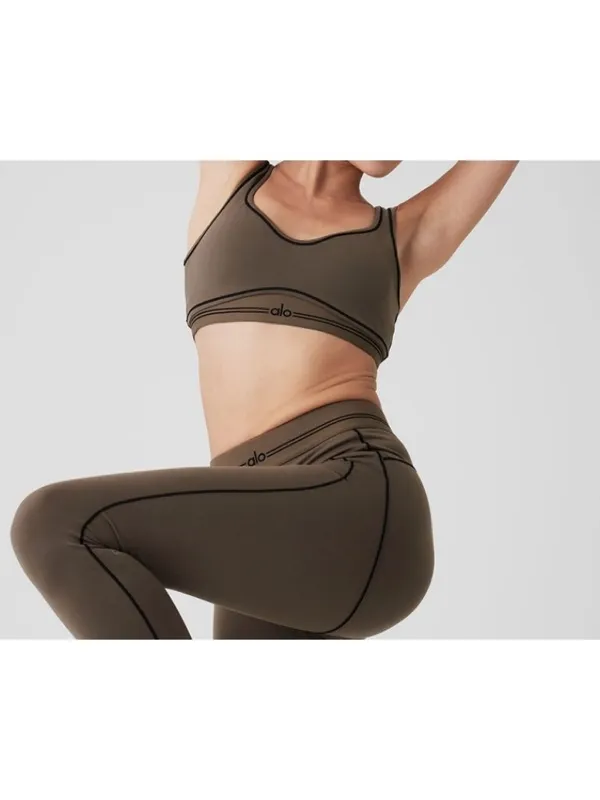 Alo Airbrush Heart Throb Bra Olive Tree Black Stripe Padded Sports Crop Bralette - Image 3
