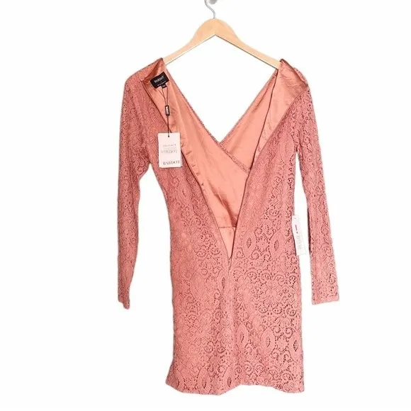 NWT Bardot Isla Dress Sz Small Copper Rose Lace Ruched Long Sleeve Mini Cocktail - Image 8