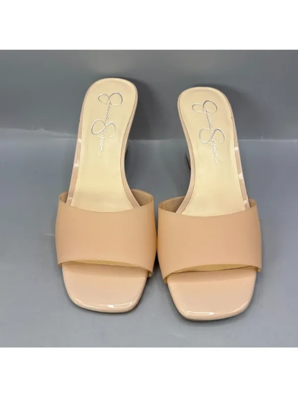 Jessica Simpson Merlote Wedge Sandals Womens 9 Tan Slip On Shoes Modern Clear - Image 3