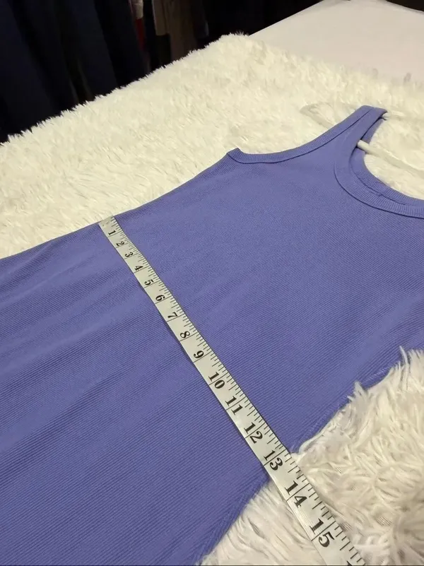 Everlane Organic Cotton Tank Rib Midi Dress in Purple Small - Image 4