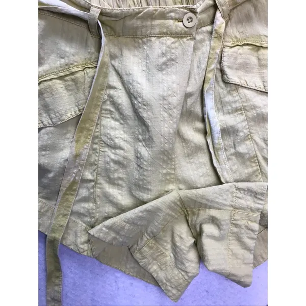 Free People Shorts Women Medium Yellow Linen Blend Tie Waist Utility Casual - Image 4