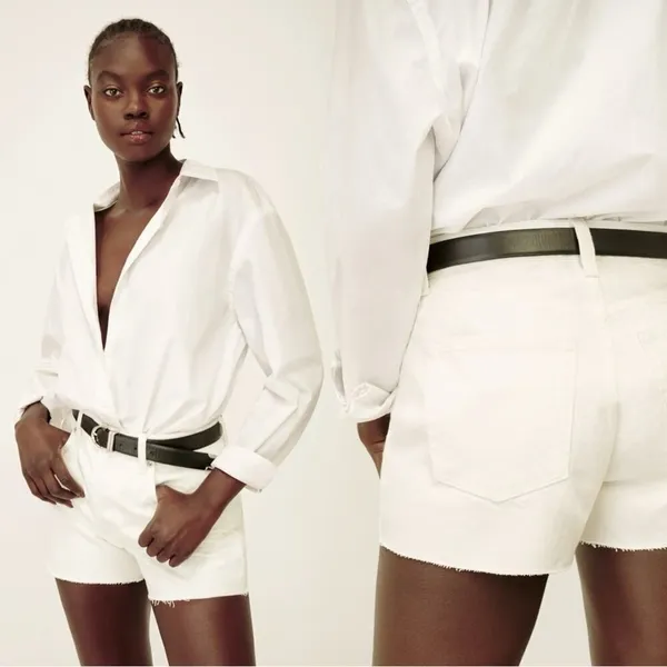 Reformation Charlie High Rise Jean Shorts in Vintage White Size 31 - Image 9