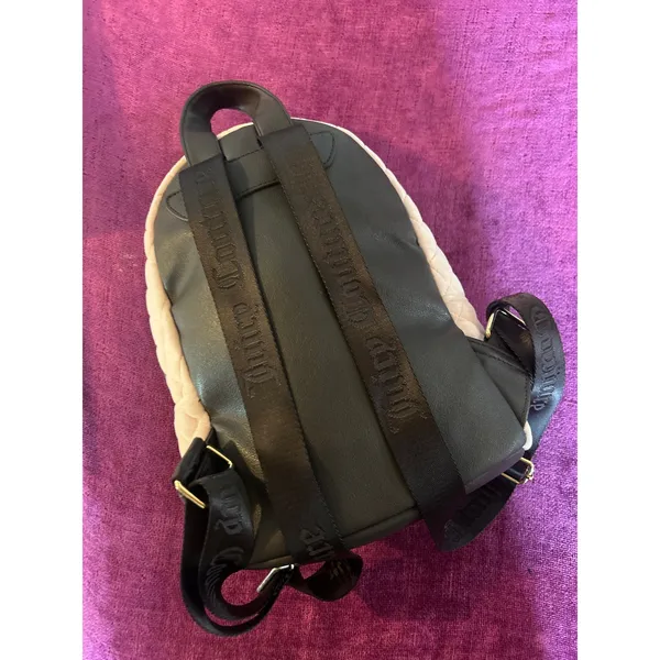 JUICY COUTURE Royal Moment Backpack Quilted Pink Velour Purse Bag Y2K McBling - Image 2