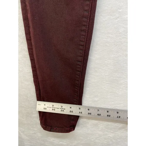 7 For All Mankind High-Waist Ankle Skinny Coated‎ in Merlot Women's Jeans sz 28 - Image 6