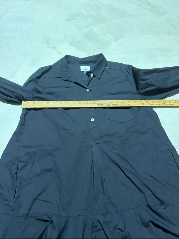Tuckernuck Black Callahan Long Sleeve Button-Front Ruffle Hem Dress large - Image 6