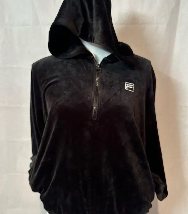 Fila Black Velour Women's Hoodie - Image 2