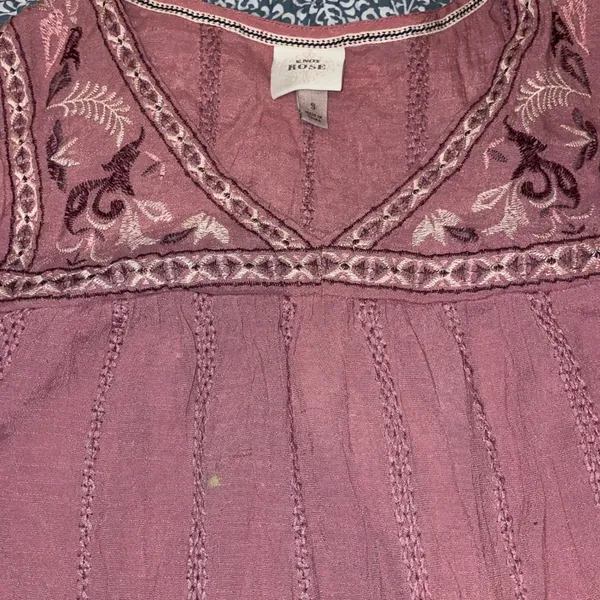 Knox Rose Peasant Top Women Size S Pink Embroidered Boho Cottagecore Blouse - Image 4