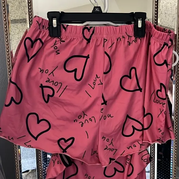 Women's Heart Print Pajama Set, tank Top & Shorts Sleepwear & Loungewear size xl - Image 8