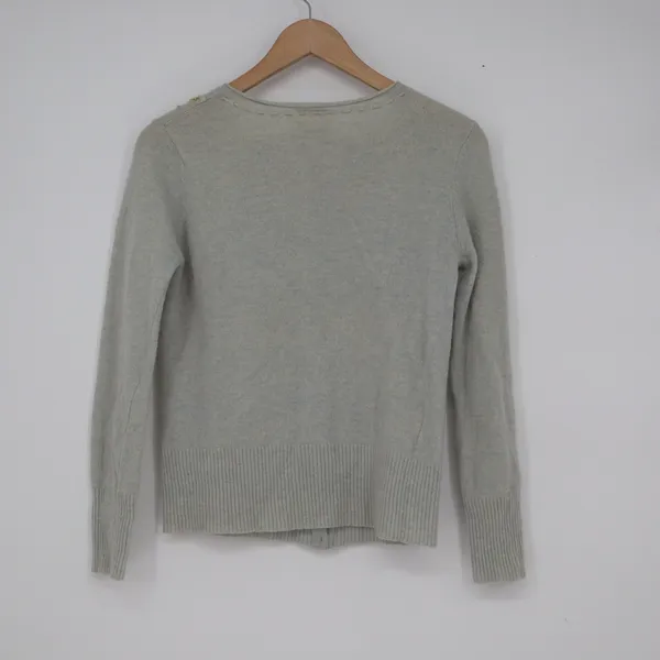 Laura Ashley Vintage Blue Lambswool Embroidered Cardigan Sweater Size M - Image 5