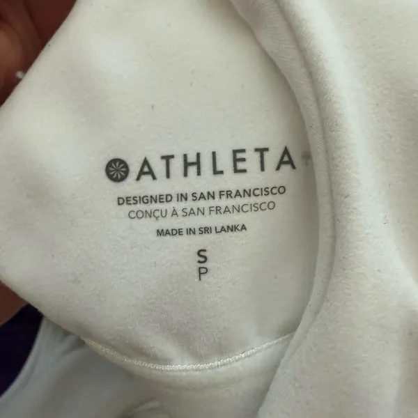 Athleta Conscious Cut Out Crop Top Crossover Sports Bra D-DD Cups in White - Image 5
