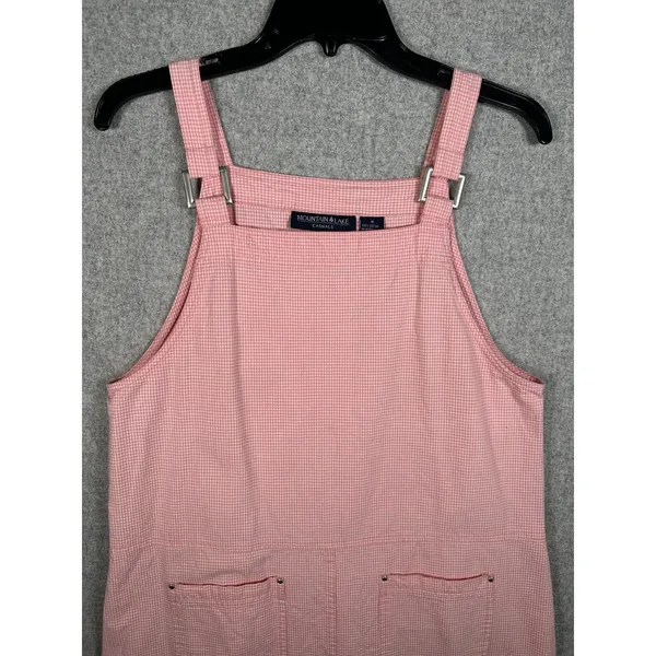 Vintage Mountain Lake Casuals Medium Overalls Dress Red Checkered Cotton Pockets - Image 4