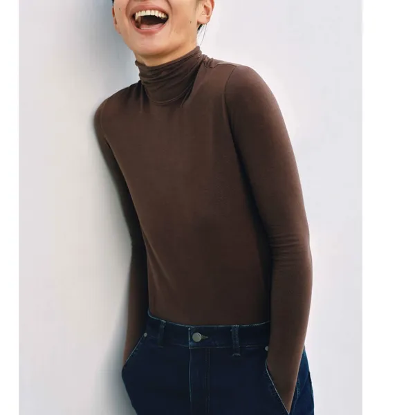 Wilfred Women's Brown Turtleneck Soft Night Sleep Rayon Shirt - Medium - Image 2