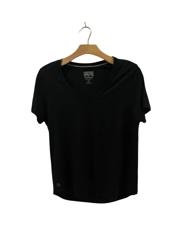 Smartwool Active Ultralight Black V-Neck Short Sleeve Tee Top Women’s Large - Image 6