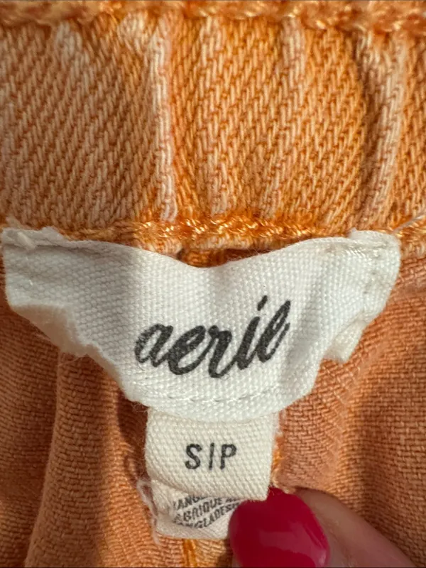 Aerie- Orange Denim Shorts- small - Image 3