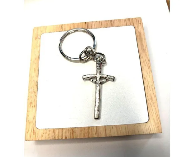 Silver-Tone Crucifix Keychain With Religious Jesus Cross Pendant - Image 11