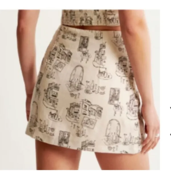 Abercrombie & Fitch Scarlett Linen Blend Mini Skort Size XS Wrap Novelty Print - Image 2