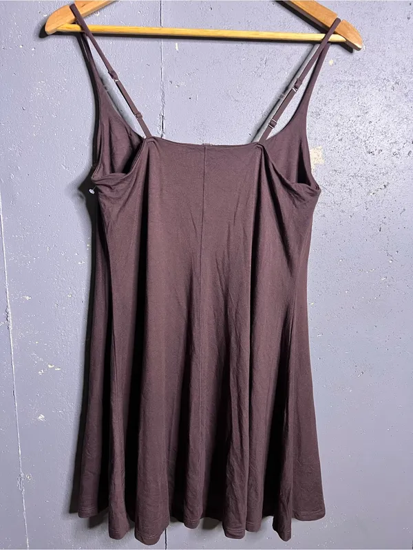 SKIMS Smooth Lounge Strap Mini Dress in chocolate Brown. Size XL - Image 4