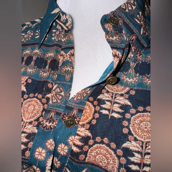 Gorgeous aureum small medium fall jewel tone print button maxi dress - Image 5