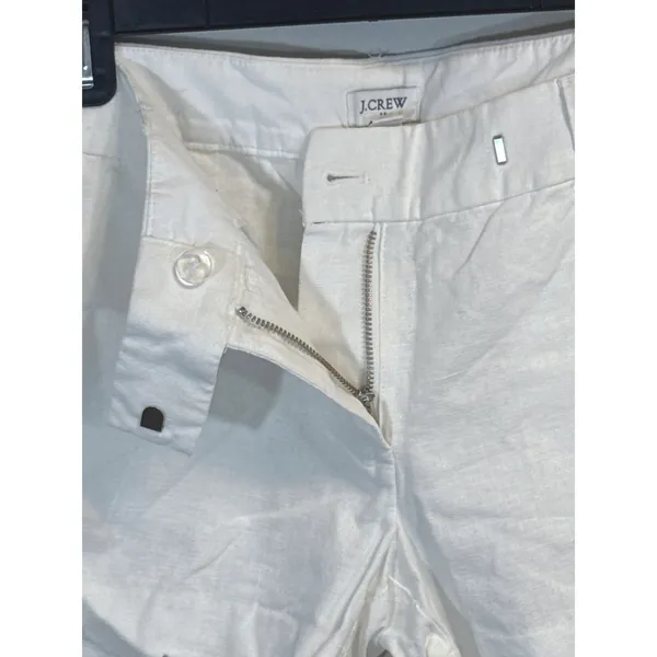 J.Crew White Scalloped Hem Linen Cotton Blend Shorts Women Sz. 4 Nautical Preppy - Image 3