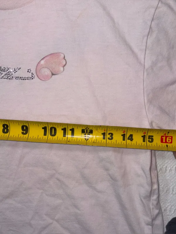 Sandy Liang Womens Y2K Crop Logo Baby Cotton Tee Size S Rhinestones Designe - Image 9