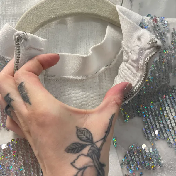 iHeartRaves Silver Sequin Long Sleeve - Image 6