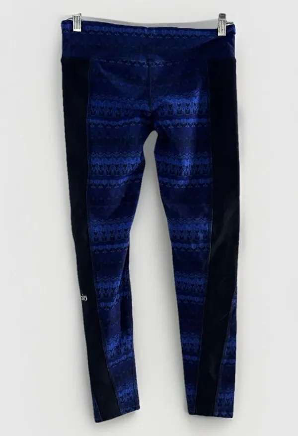 ALO Yoga Illusion 3 Tribal print leggings Arctic Royalty‎ Blue Black Pant size M - Image 8