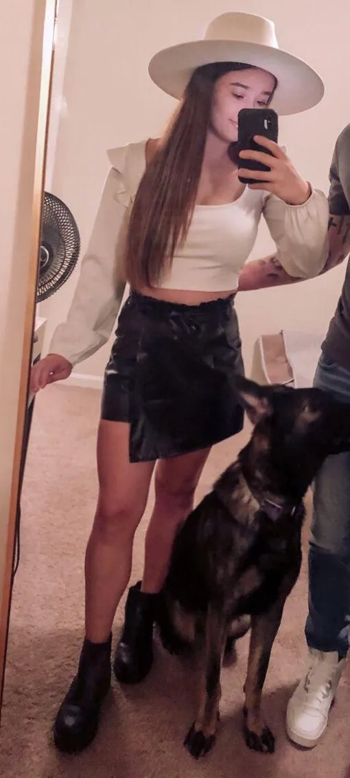 American Threads Black Leather Skort - Image 3